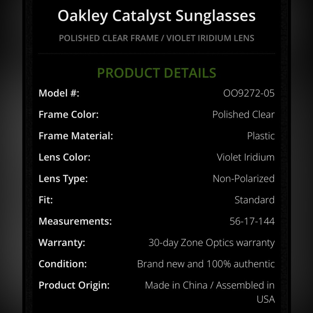 Oakley Transparent Frame Sunglasses with Purple Lenses - Picture 7 of 10